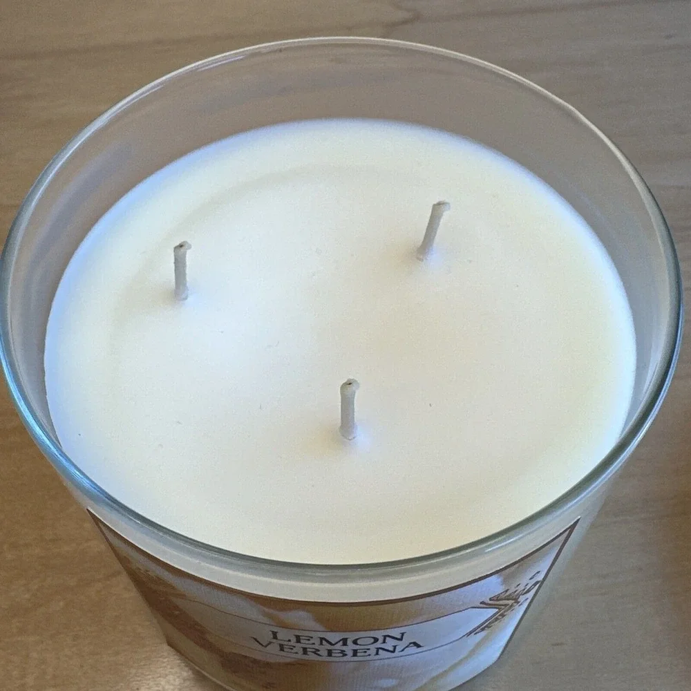 NEW WHITE BARN BATH & BODY WORKS LEMON VERBENA SCENTED 3-WICK 14.5 OZ CANDLE